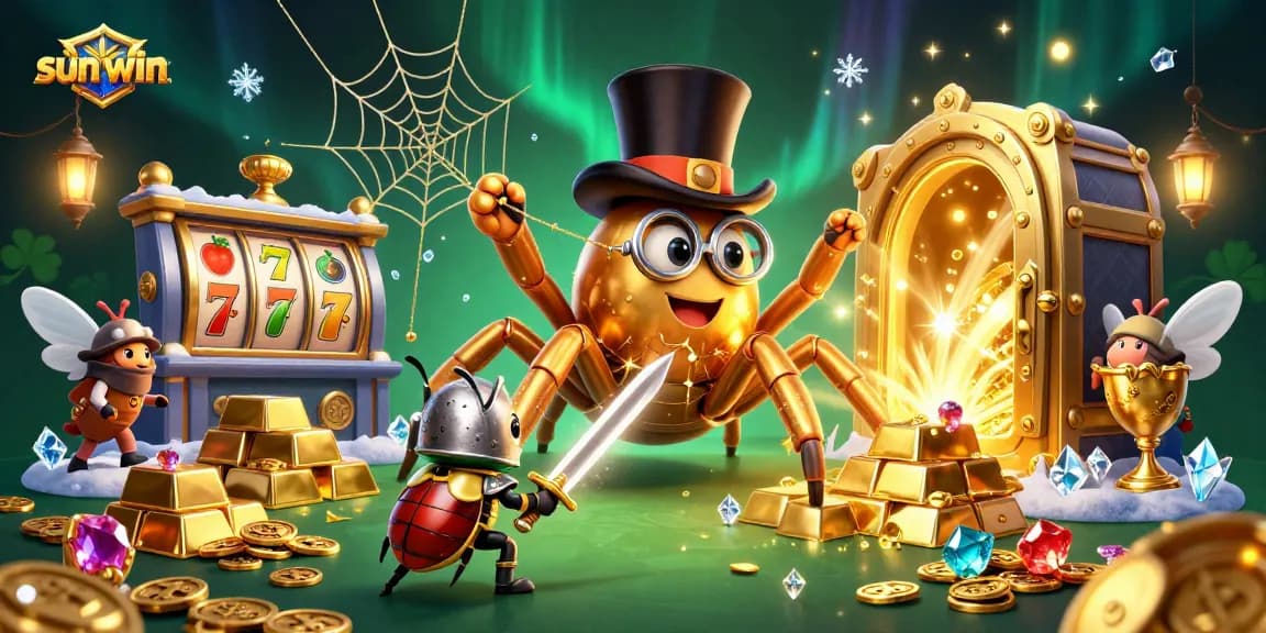 Experience thrilling wins at sun-win casino with a dynamic 3D illustration featuring exciting slot game elements.