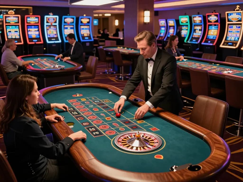 B52CLUB players engaging in exciting roulette action on a vibrant casino floor