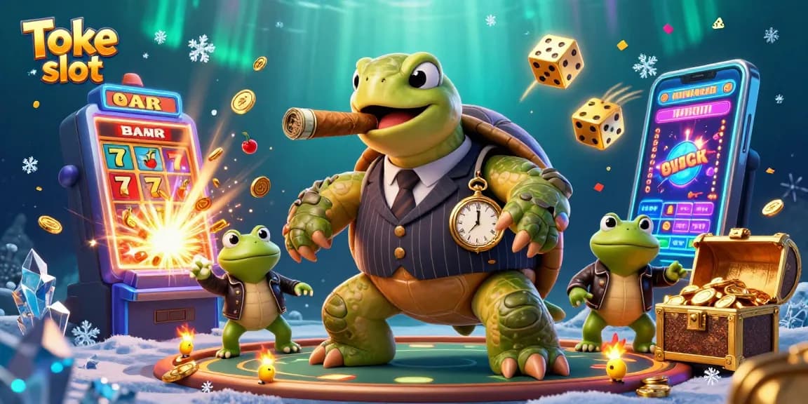 Experience the excitement of Toke slot in a vibrant digital casino-themed illustration.