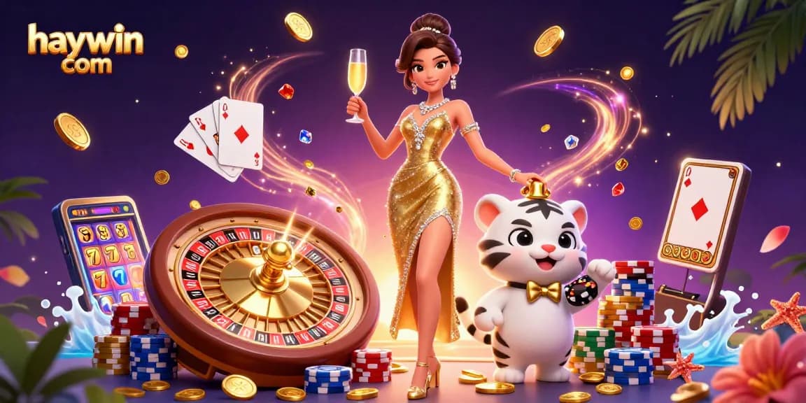 Win big at haywin com with our glamorous casino scene featuring a lucky tiger and rich prizes.