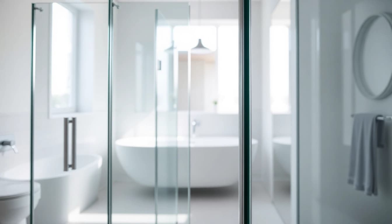 Showcase of semi-frameless shower screens in a modern bathroom, highlighting elegance and functionality.