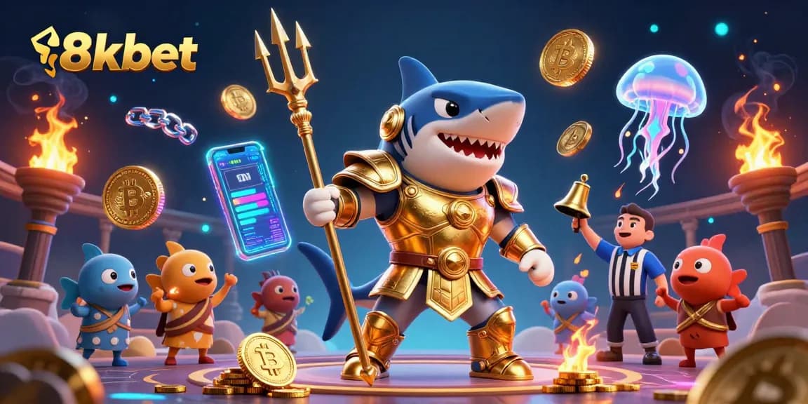 Engage in thrilling gameplay at 8xbet with vibrant underwater casino elements and crypto coins.