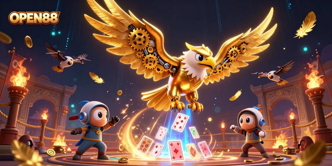 Experience dynamic gameplay with OPEN88's thrilling 3D casino adventure featuring a cybernetic eagle.