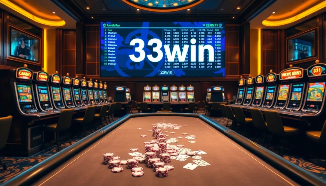 Experience thrilling betting action at 33win casino with vibrant tables and slot machines.