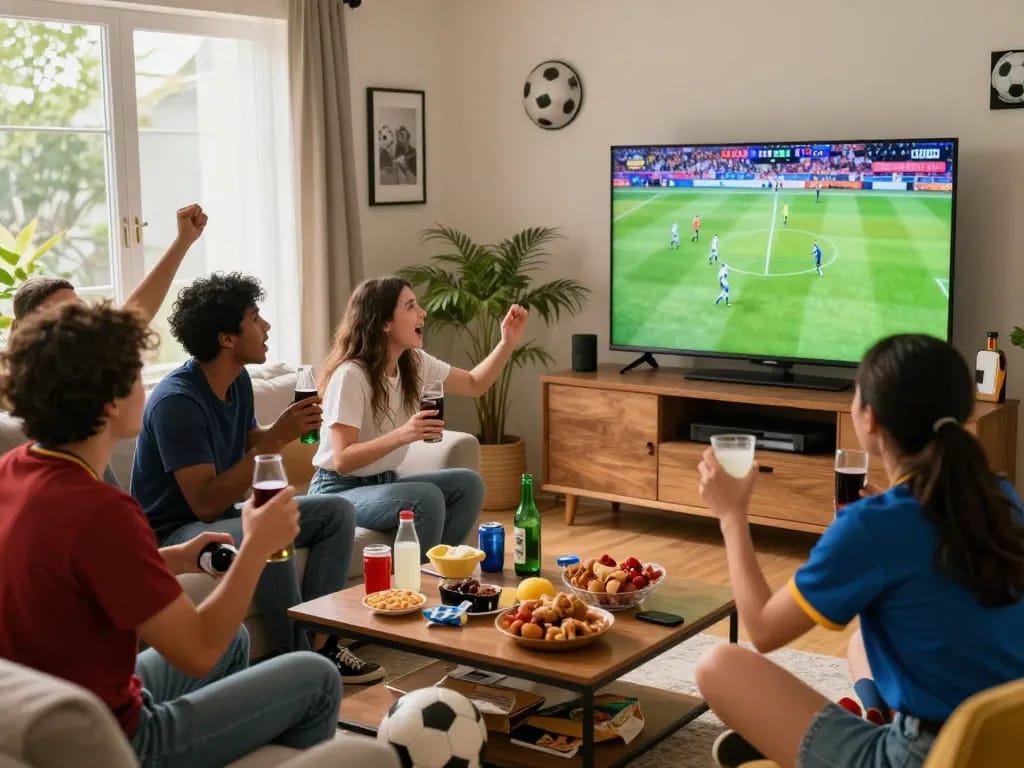 Cakhiatv soccer watch party with friends cheering in Full HD