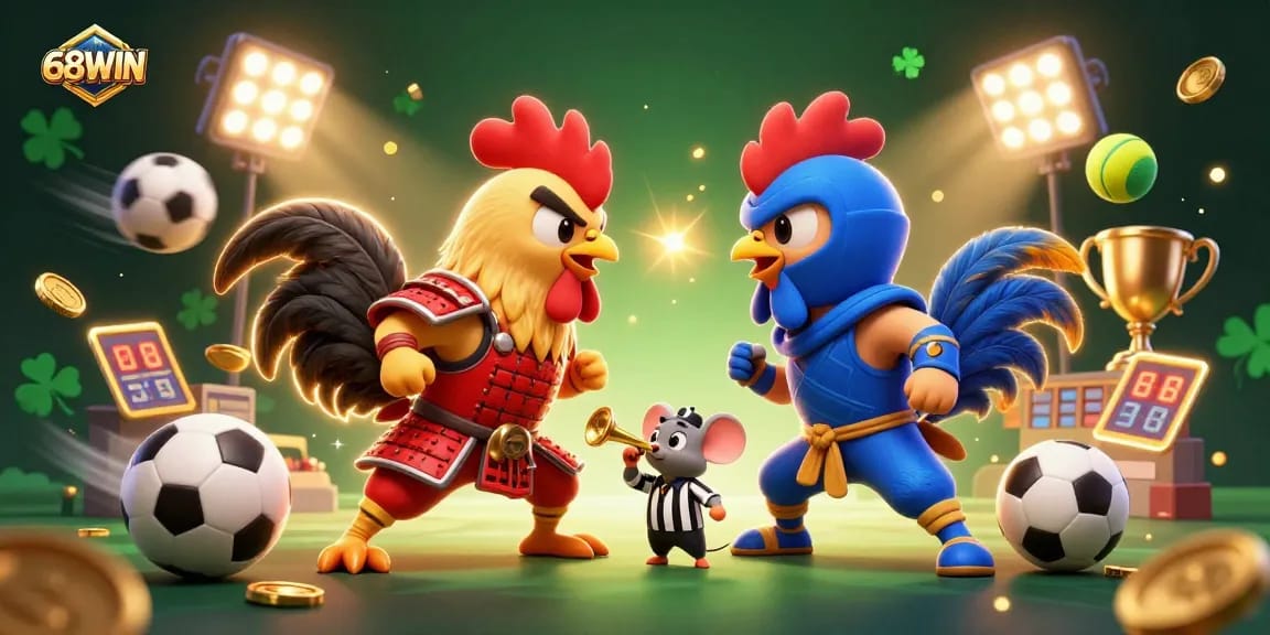 Engage with captivating roosters and dynamic sports elements at 68WIN