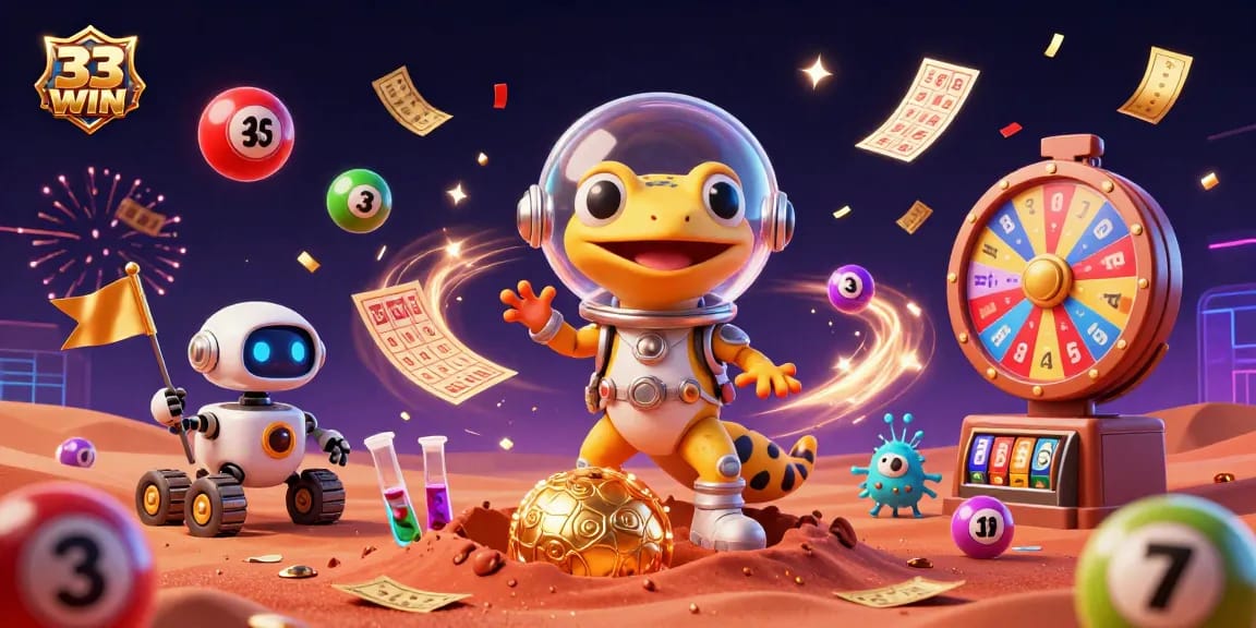 Experience thrilling wins with 33WIN at this golden casino discovery scene featuring vibrant games!