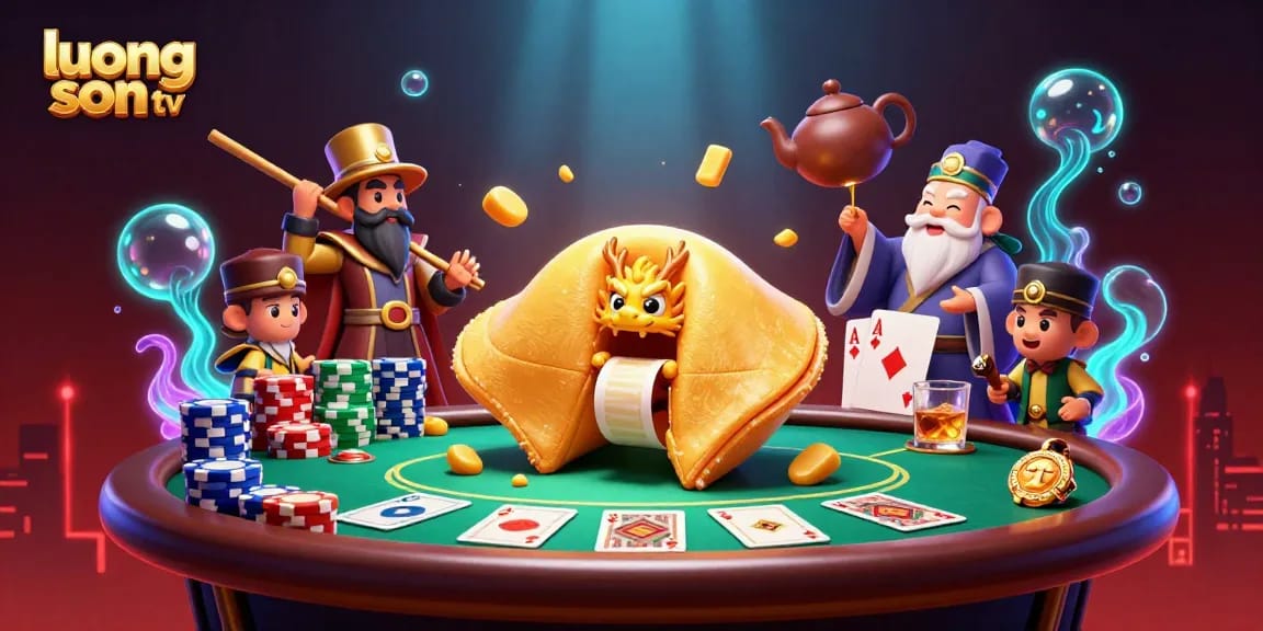 Engage with premier gambling action at luong son tv showcasing golden fortune symbols among poker elements.