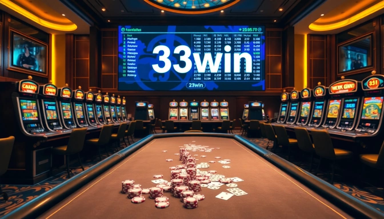 Experience thrilling betting action at 33win casino with vibrant tables and slot machines.