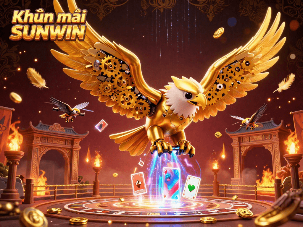 Experience the excitement of Khuyến mãi SUNWIN in this vibrant 3D casino illustration featuring dynamic gaming elements.