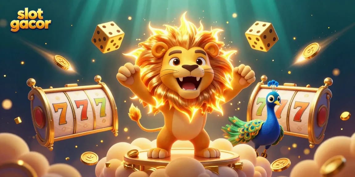 Experience thrilling slot gacor action with a dynamic scene featuring iconic characters and gambling symbols.