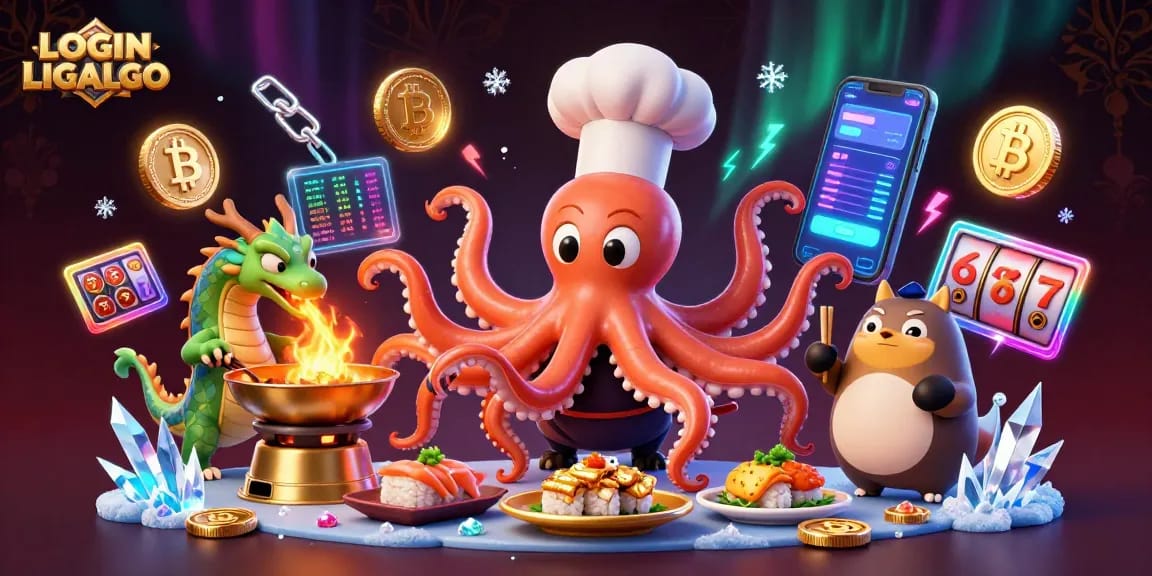 Spin the reels with LOGIN LIGALGO in this immersive 3D casino illustration featuring vibrant characters.