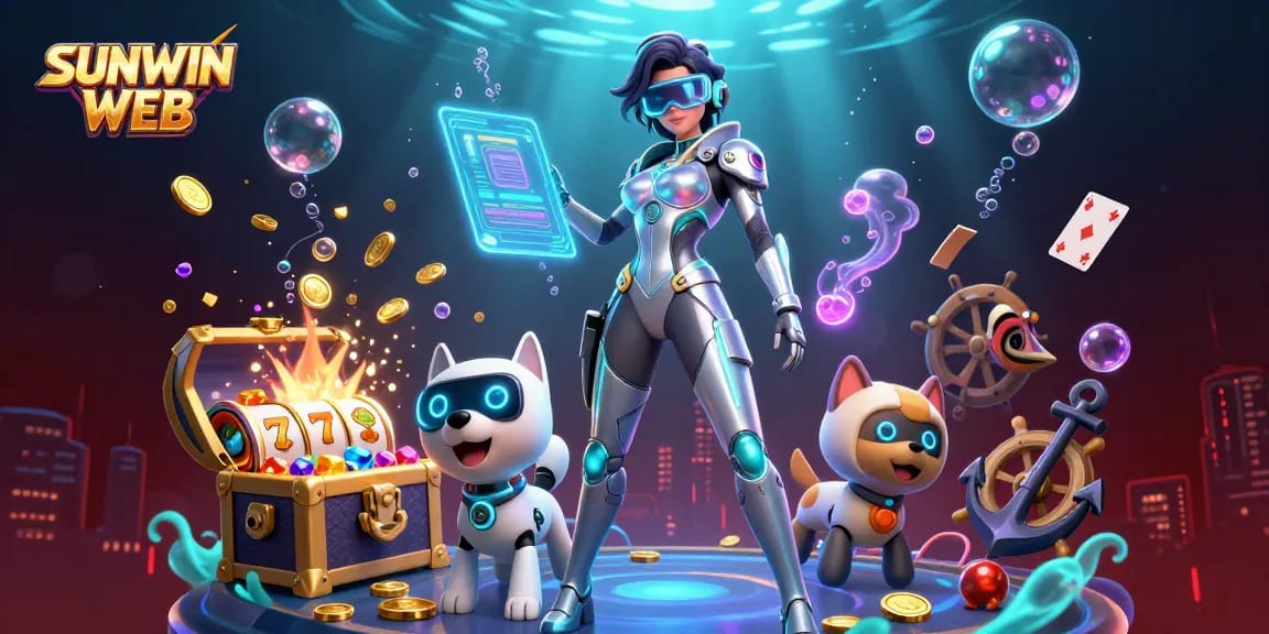 Experience thrilling gameplay with SUNWIN WEB's dynamic casino scene featuring slots and holograms.