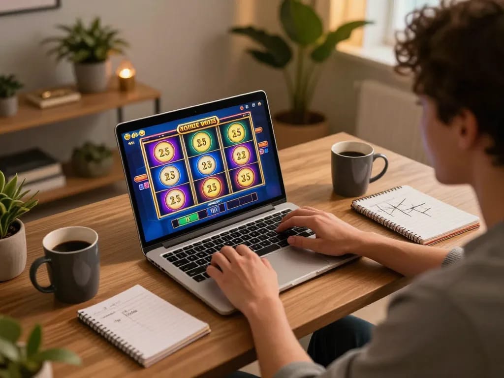 Experience online gaming excitement with slot deposit 5000 in a cozy gaming setup.