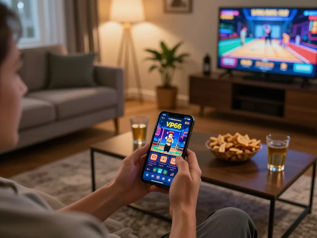 Engaging gameplay on vip66 mobile app with snacks, creating an inviting gaming atmosphere.