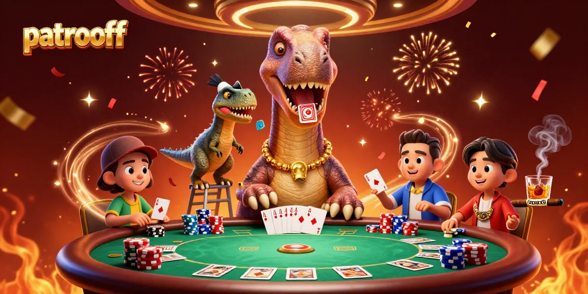 Experience thrilling gameplay at patroloff with a dynamic casino scene featuring animated characters.