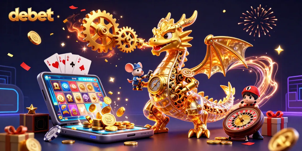 Experience debet's thrilling gameplay with a golden dragon and vibrant casino elements.