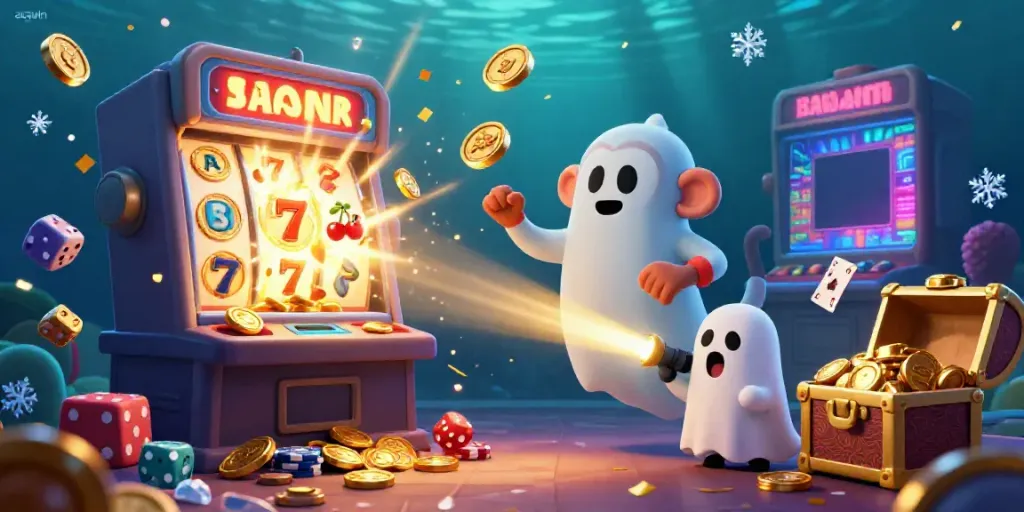 Experience wins at acgwin with juggled coins and flashy slots in a lively casino scene.