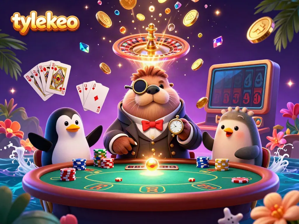 Experience thrilling poker action with tylekeo's vibrant underwater casino scene, featuring unique characters and rich details.
