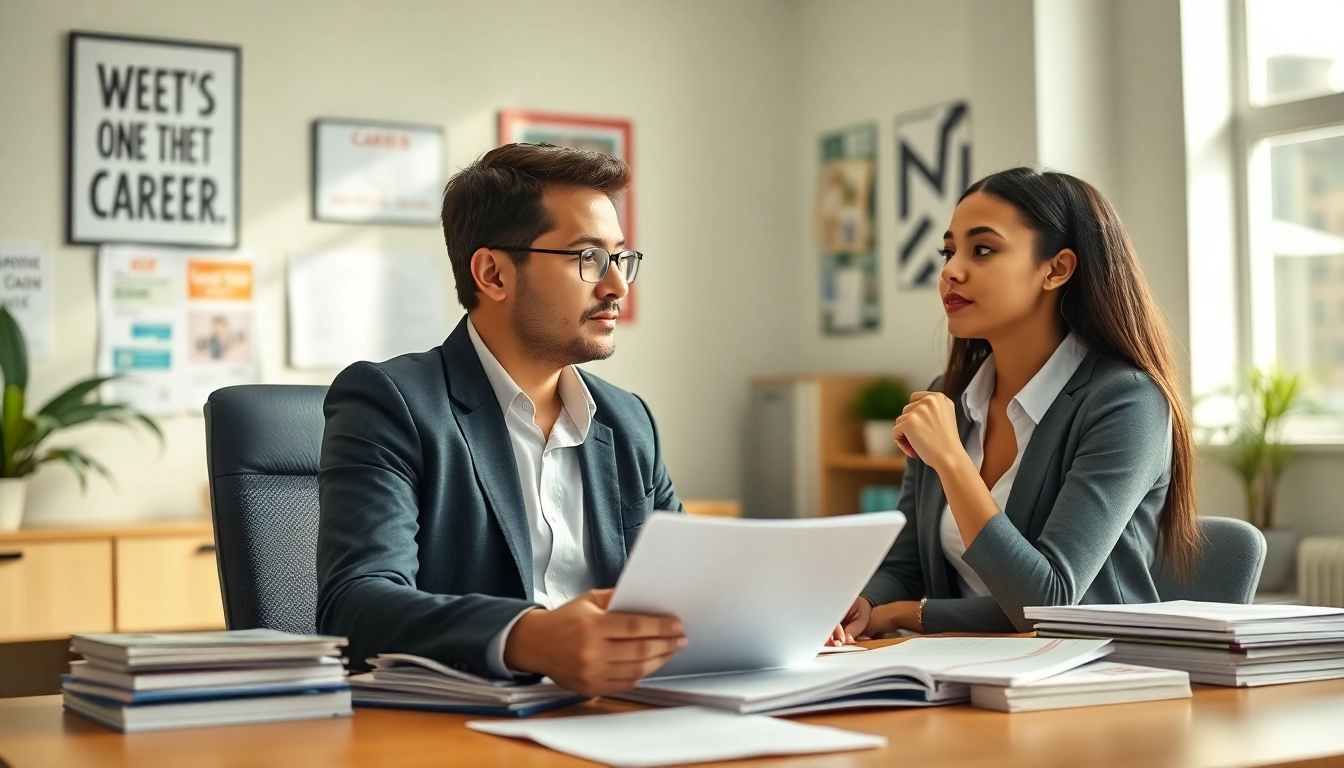 How to find my perfect career solution offered by a professional counselor engaging with an eager young adult.