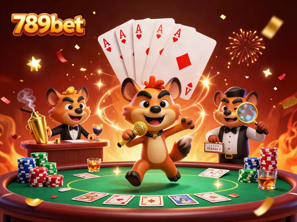 Experience the vibrant energy of 789bet with hyenas in a comedic casino scene.