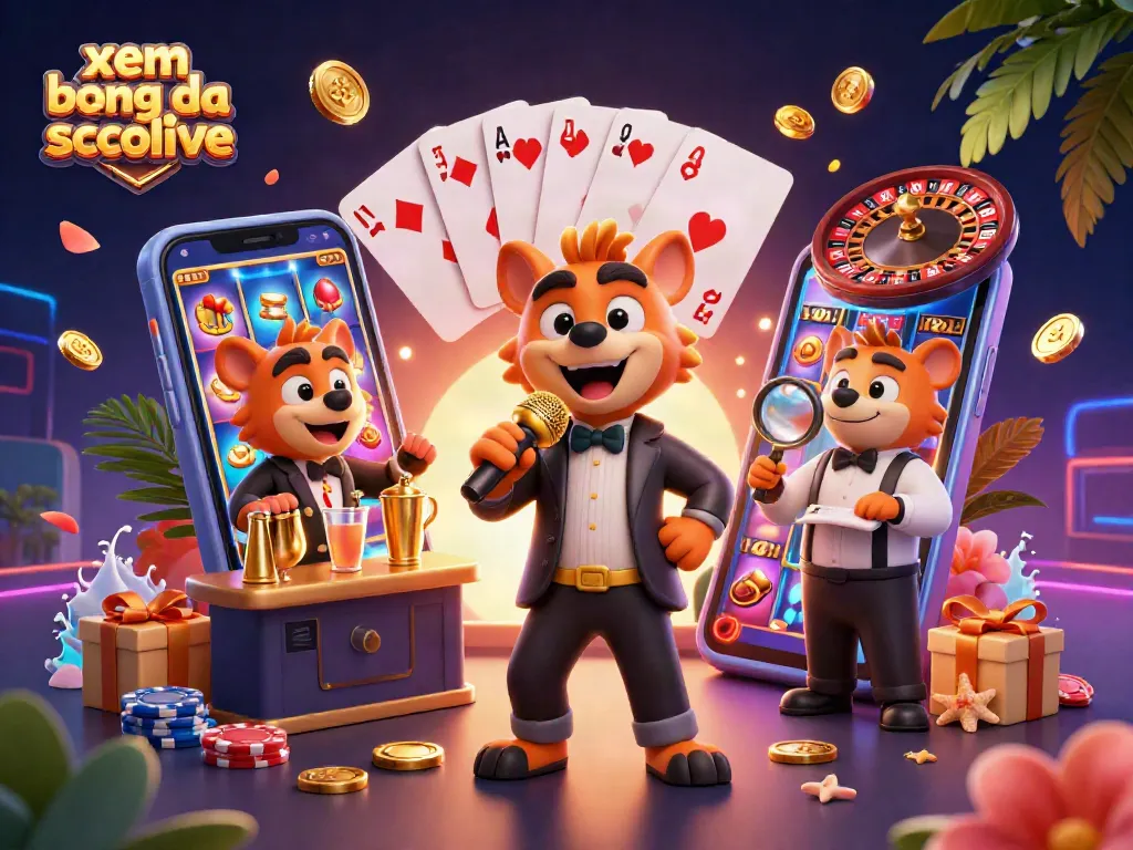 Enjoy xem bong da socolive with 3D hyena characters in a live casino scene full of fun elements.