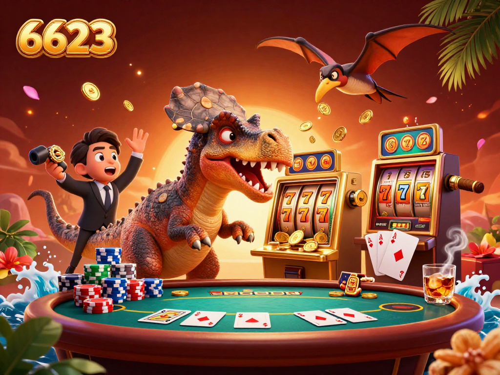 Experience the thrill of 6623 casino as characters collide for jackpot wins amidst vibrant gaming elements.