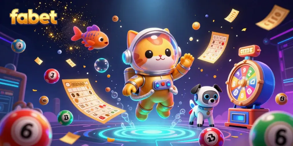 Win big with fabet in a vibrant 3D casino universe featuring engaging characters and dynamic lottery elements.