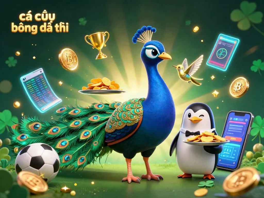 Cá cược bóng đá uy tín với hình ảnh hoạt hình chi tiết về công pheasant quý tộc, người hầu cắm bảng và chim ruồi vàng trong một khung cảnh động đậm đặc sắc.