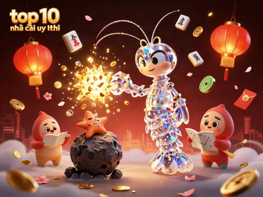 Engage with top 10 nhà cái uy tín in a vibrant cosmic casino theme featuring samurai shrimp and treasure.
