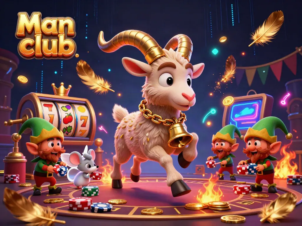 Engage in thrilling casino action at Man club, featuring Krampus and playful characters amidst vibrant gaming elements.