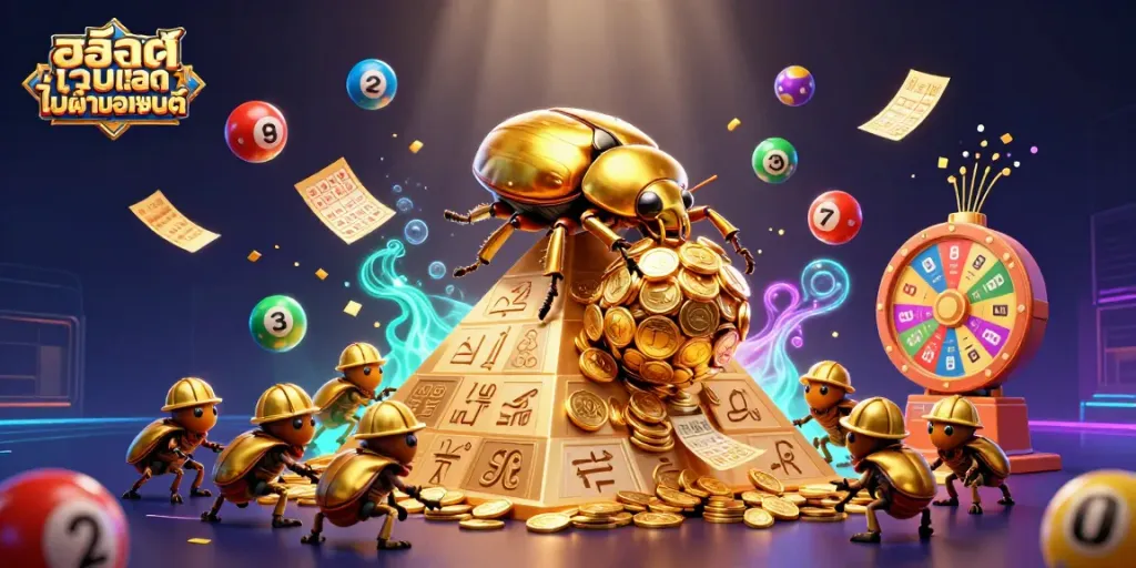 เกมพนันสล็อตเว็บตรงไม่ผ่านเอเย่นต์ สามารถเห็นการ์ตูนขนาดใหญ่มีความทองคำและลูกบอลเหรียญ