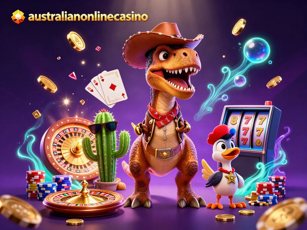 Experience thrilling gameplay at australianonlinecasino with vibrant casino elements and exciting characters.