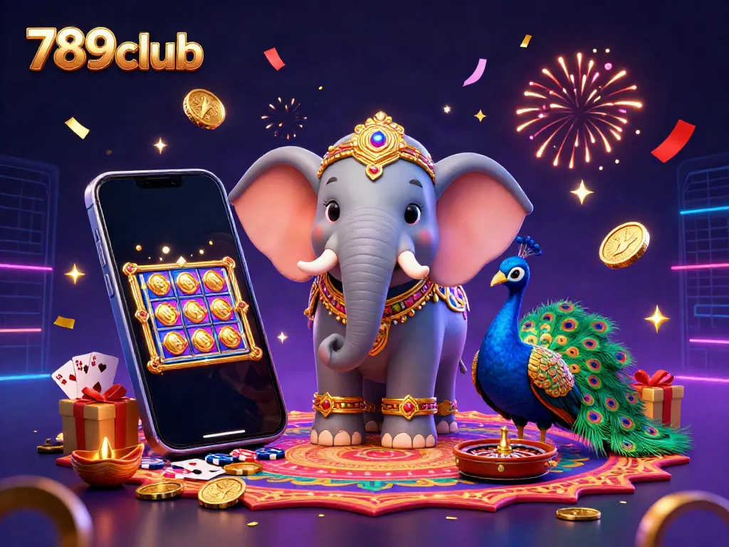 Spin the reels of 789club’s vibrant slot game as a colorful illustration captures the excitement of online gambling.