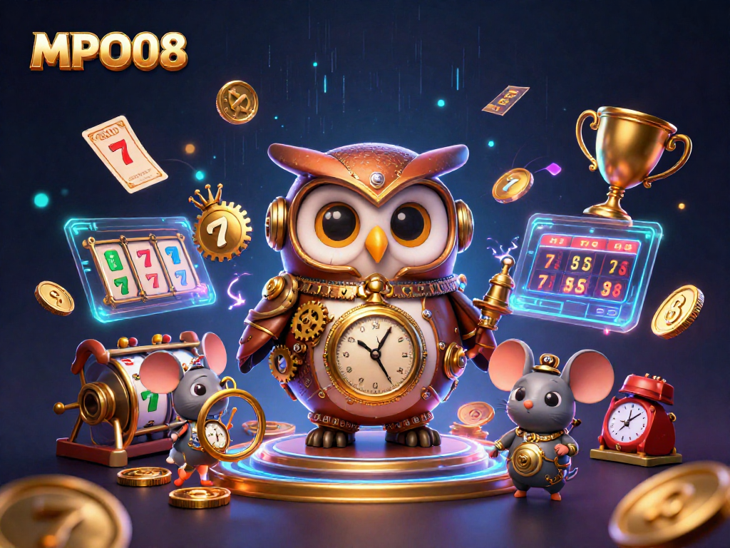 MPO08 offers exciting slot gameplay, featuring dynamic reels and thrilling jackpots in a vibrant casino scene.