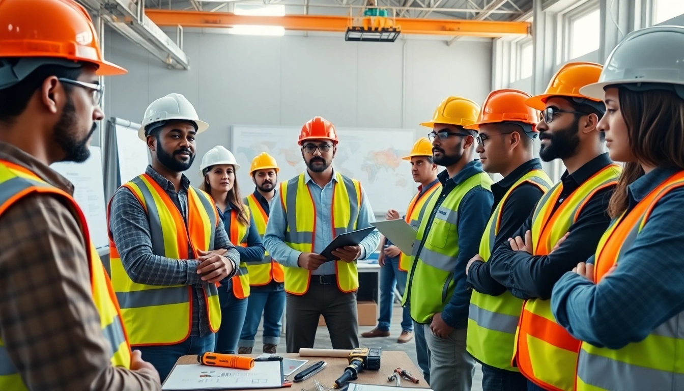 Engaged participants in construction safety training session, promoting health and safety standards.
