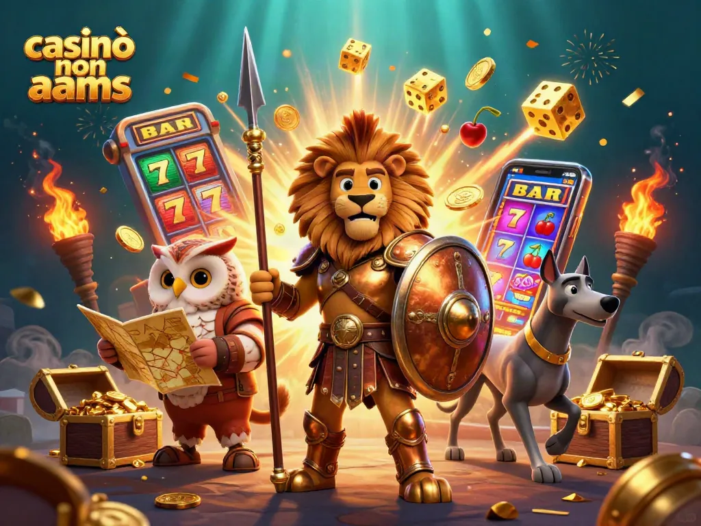 Scopri casinò non AAMS con slot, jackpot e dinamiche avvincenti in questa illustrazione 3D.