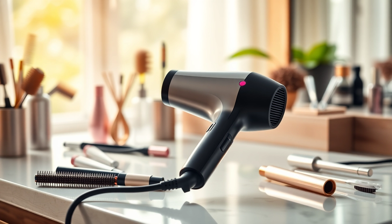 Styling with an Ionic blow dryer highlighting its unique design and superior drying capabilities.
