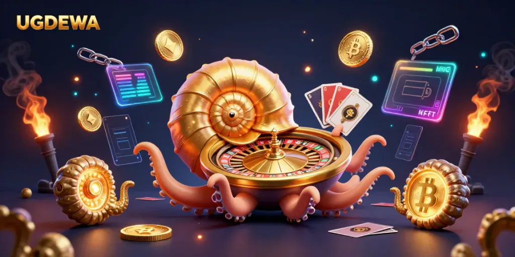 Spin and win with UGDEWA at this colorful casino scene filled with glowing elements and dynamic gameplay.