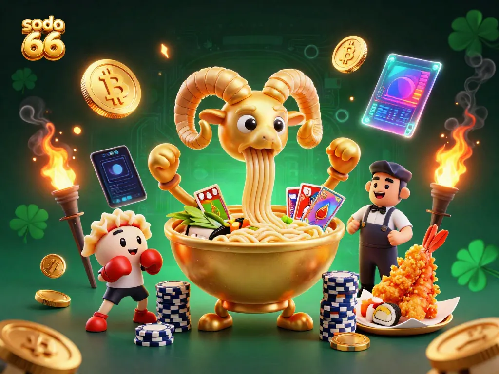 Engage in thrilling gambling action with sodo 66's vibrant and cartoonish casino scene.