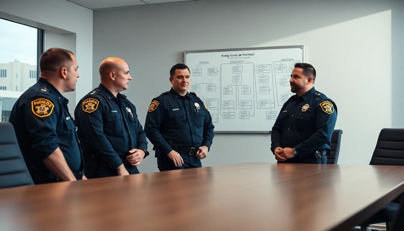 Organize orange county jail inmate booking information with law enforcement discussion at a table.
