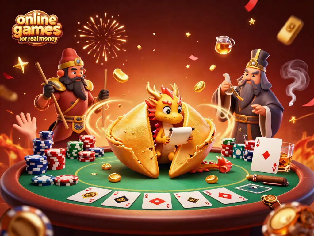 Win big with engaging online casino games for real money, capturing a vibrant 3D casino scene.