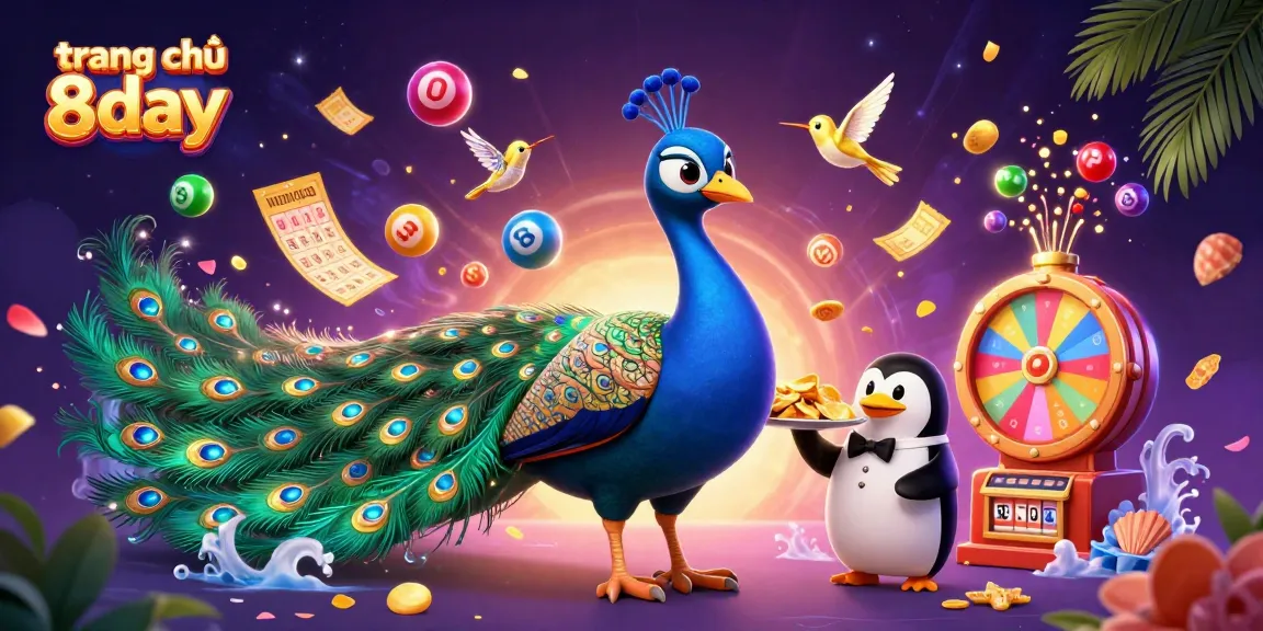 Experience exciting games on trang chủ 8day with vibrant illustrated characters in a whimsical casino setting.