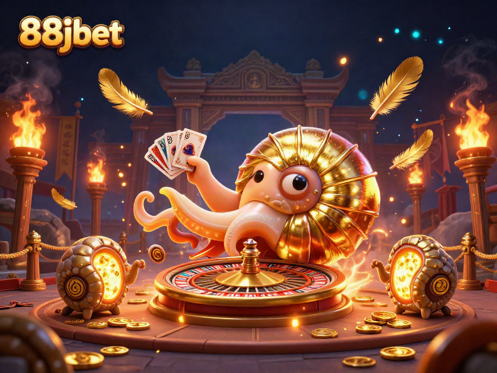 Experience thrilling gameplay with 88jbet, featuring a giant nautilus and glowing ammonite companions.