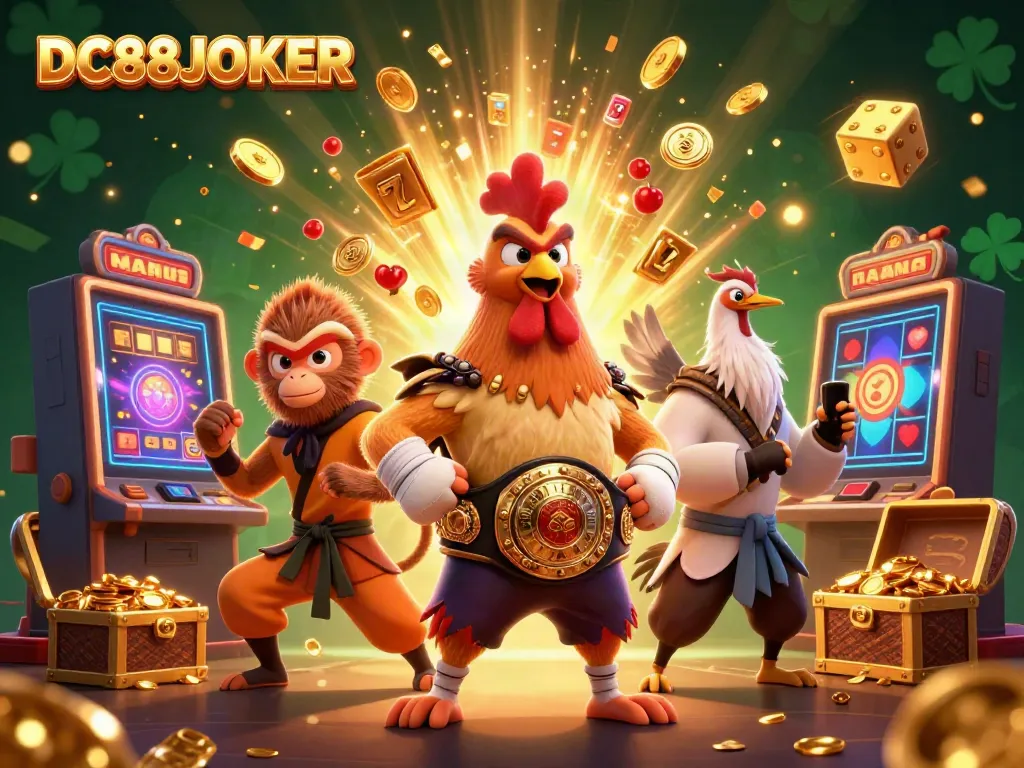 Experience the thrill of DC88JOKER in this vibrant casino scene filled with winning symbols.
