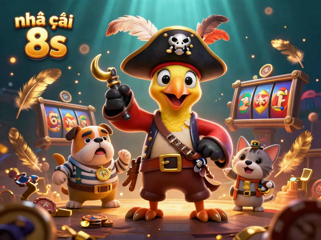 Engage in exciting gameplay at Nhà cái 8s with vibrant casino elements and dynamic characters.