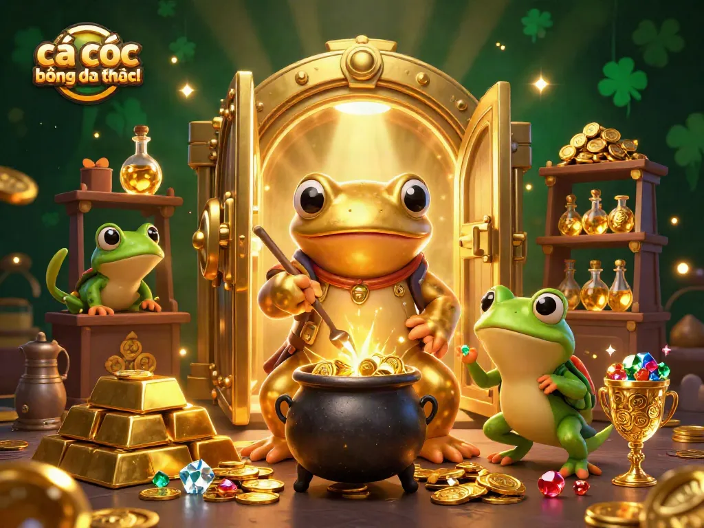Cá cược bóng đá uy tín và khung cảnh trang trí casino đầy màu sắc với ông lão alchemist làm vàng.