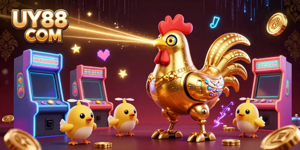 Experience advanced gaming thrills at UY88 COM with our vibrant casino-themed illustration.
