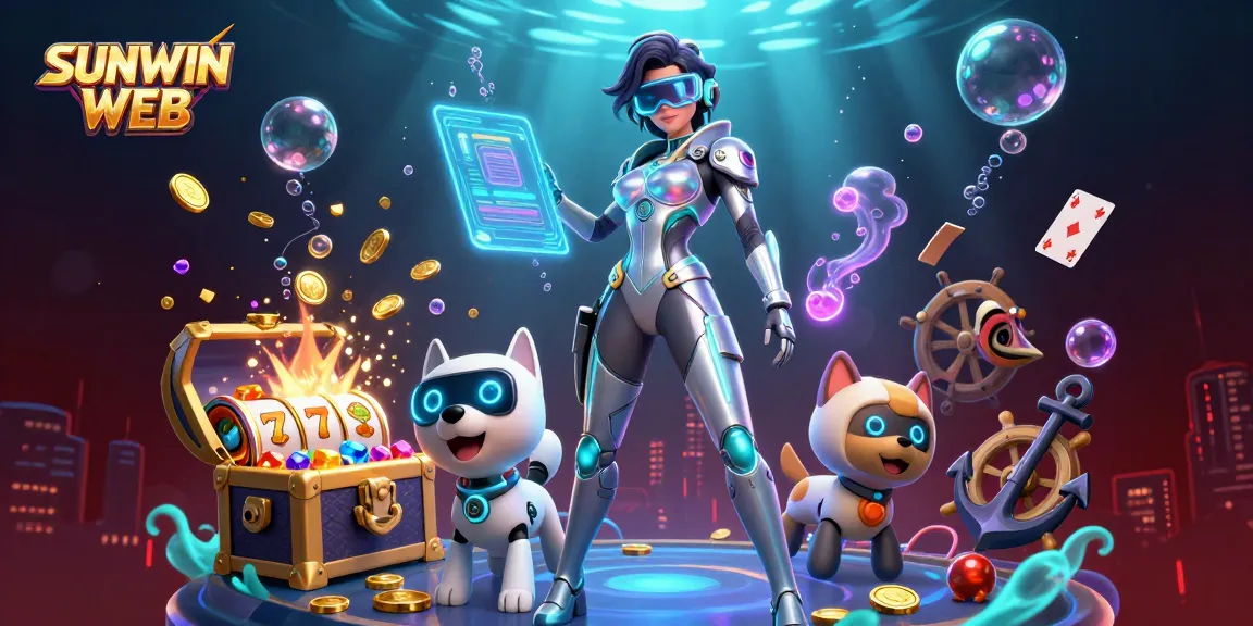 Experience thrilling gameplay with SUNWIN WEB's dynamic casino scene featuring slots and holograms.