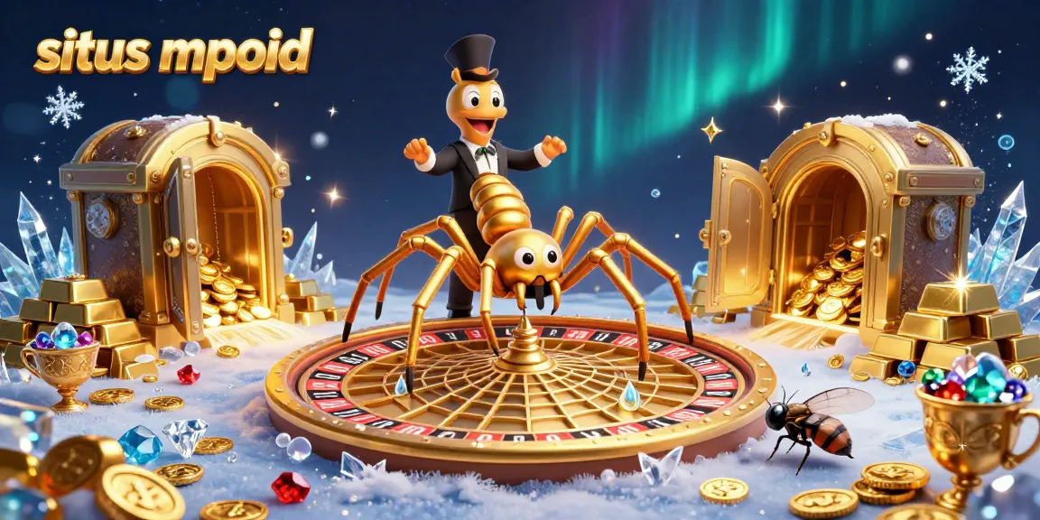 Engage with situs mpoid as the fly nervously bets at a roulette wheel-shaped web spun by a golden spider.